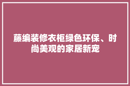 藤编装修衣柜绿色环保、时尚美观的家居新宠
