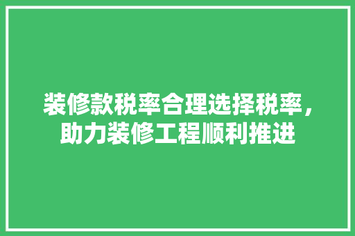 装修款税率合理选择税率，助力装修工程顺利推进 设计原则