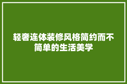 轻奢连体装修风格简约而不简单的生活美学