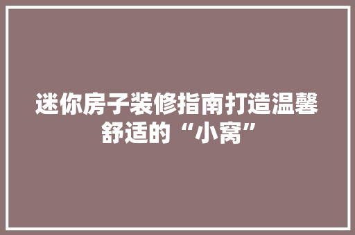 迷你房子装修指南打造温馨舒适的“小窝”