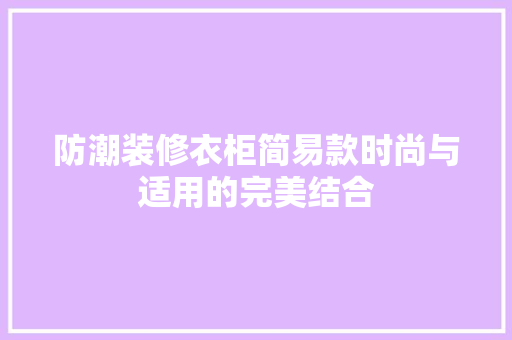 防潮装修衣柜简易款时尚与适用的完美结合