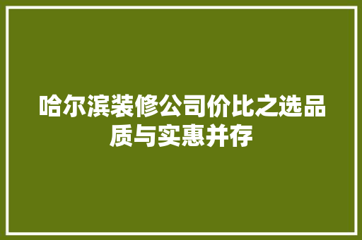 哈尔滨装修公司价比之选品质与实惠并存