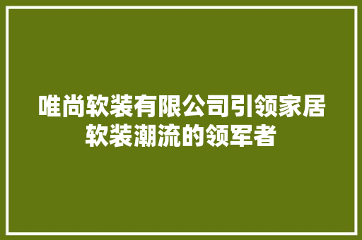 唯尚软装有限公司引领家居软装潮流的领军者