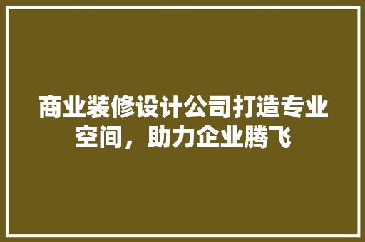 商业装修设计公司打造专业空间，助力企业腾飞