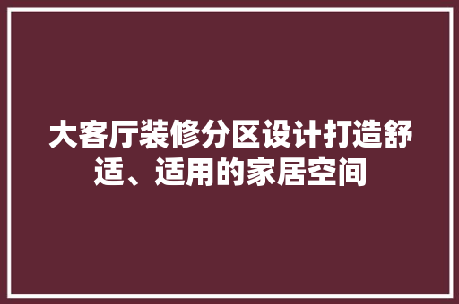 大客厅装修分区设计打造舒适、适用的家居空间