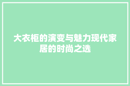 大衣柜的演变与魅力现代家居的时尚之选