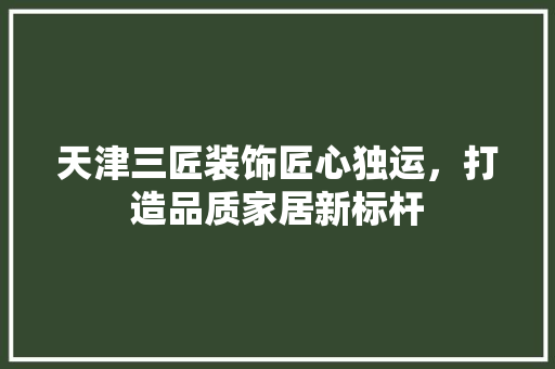 天津三匠装饰匠心独运，打造品质家居新标杆 设计原则