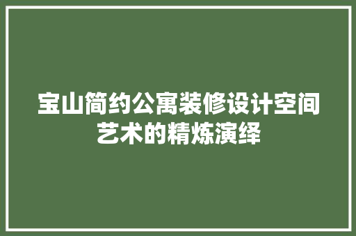 宝山简约公寓装修设计空间艺术的精炼演绎