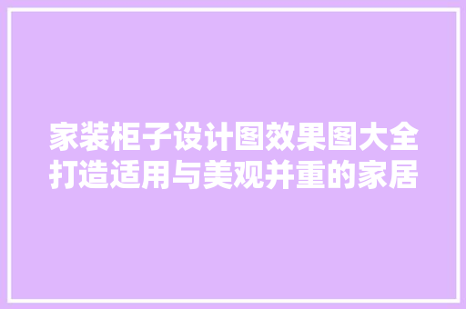 家装柜子设计图效果图大全打造适用与美观并重的家居空间