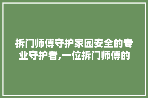 拆门师傅守护家园安全的专业守护者,一位拆门师傅的职业生涯手记