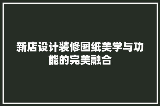 新店设计装修图纸美学与功能的完美融合