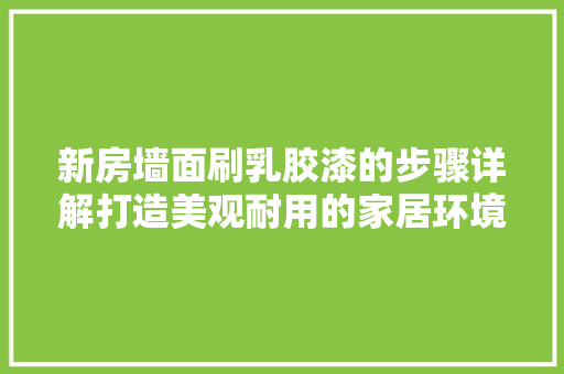 新房墙面刷乳胶漆的步骤详解打造美观耐用的家居环境
