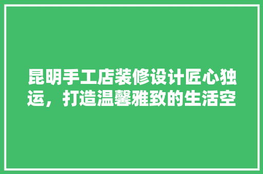 昆明手工店装修设计匠心独运，打造温馨雅致的生活空间 设计原则