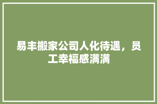 易丰搬家公司人化待遇，员工幸福感满满 工艺流程