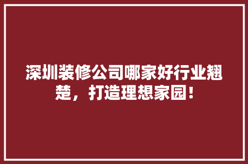 深圳装修公司哪家好行业翘楚，打造理想家园！
