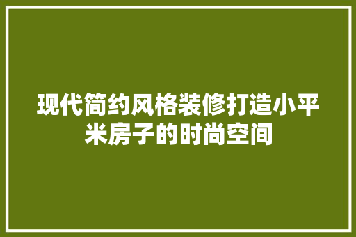 现代简约风格装修打造小平米房子的时尚空间