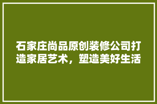 石家庄尚品原创装修公司打造家居艺术，塑造美好生活