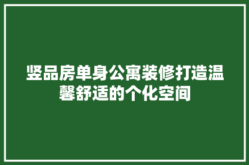 竖品房单身公寓装修打造温馨舒适的个化空间
