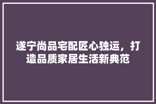 遂宁尚品宅配匠心独运，打造品质家居生活新典范