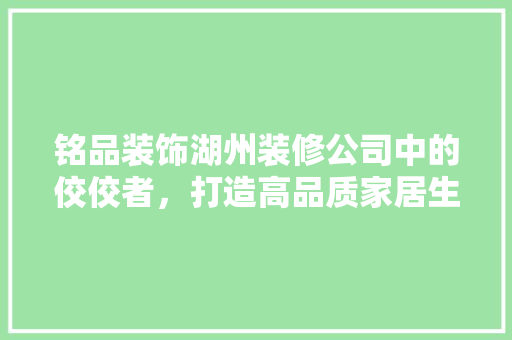 铭品装饰湖州装修公司中的佼佼者，打造高品质家居生活