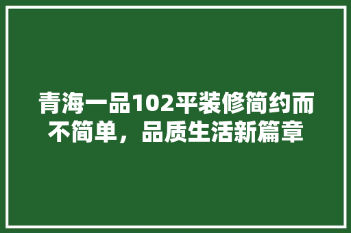 青海一品102平装修简约而不简单，品质生活新篇章