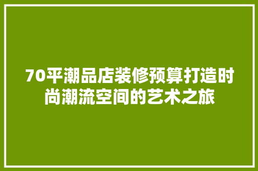 70平潮品店装修预算打造时尚潮流空间的艺术之旅 常用设备