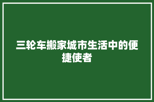 三轮车搬家城市生活中的便捷使者 设计原则