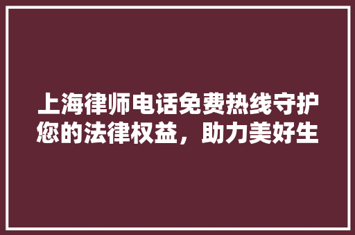 上海律师电话免费热线守护您的法律权益，助力美好生活 材料设备