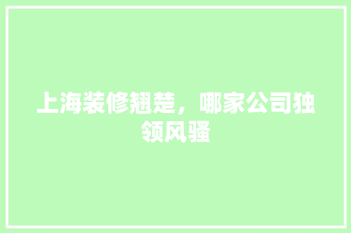 上海装修翘楚，哪家公司独领风骚 材料设备