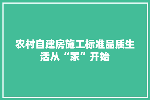 农村自建房施工标准品质生活从“家”开始 工艺流程