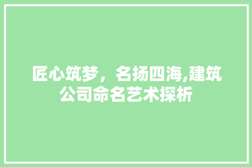匠心筑梦，名扬四海,建筑公司命名艺术探析