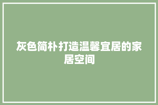 灰色简朴打造温馨宜居的家居空间
