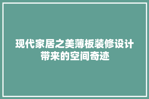 现代家居之美薄板装修设计带来的空间奇迹 常用设备