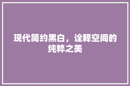 现代简约黑白，诠释空间的纯粹之美