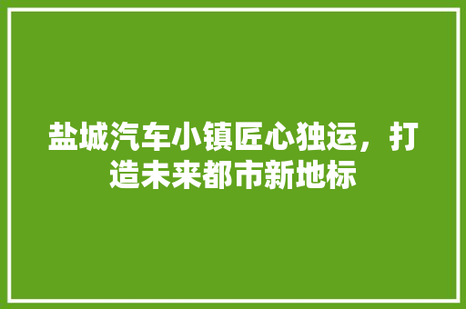 盐城汽车小镇匠心独运，打造未来都市新地标