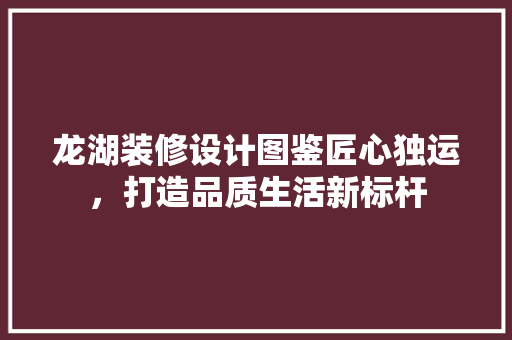 龙湖装修设计图鉴匠心独运，打造品质生活新标杆