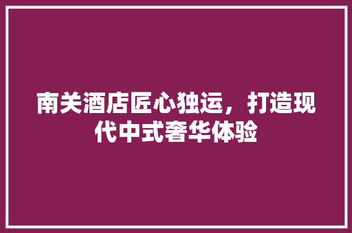 南关酒店匠心独运，打造现代中式奢华体验 常用设备