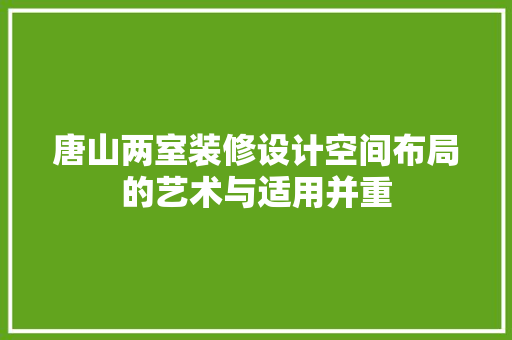 唐山两室装修设计空间布局的艺术与适用并重