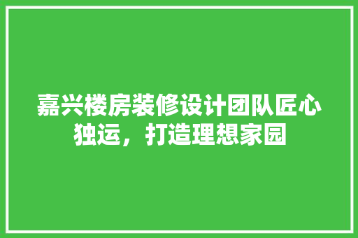 嘉兴楼房装修设计团队匠心独运，打造理想家园 工艺流程