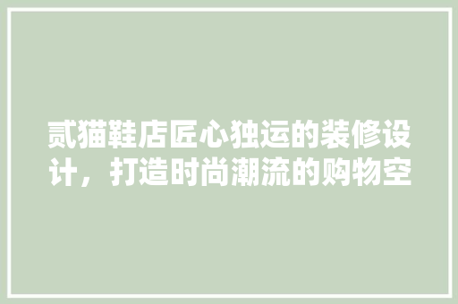 贰猫鞋店匠心独运的装修设计，打造时尚潮流的购物空间