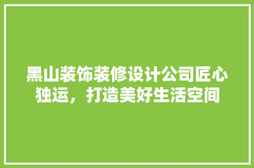 黑山装饰装修设计公司匠心独运，打造美好生活空间 建筑设计