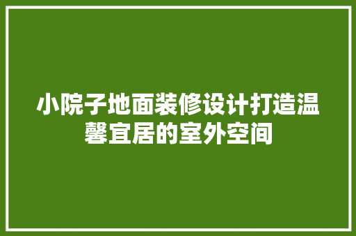 小院子地面装修设计打造温馨宜居的室外空间