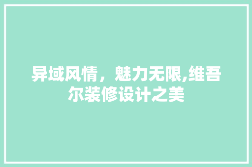 异域风情，魅力无限,维吾尔装修设计之美