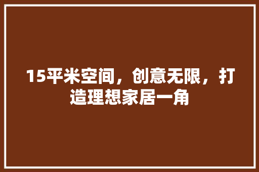 15平米空间，创意无限，打造理想家居一角 施工工艺
