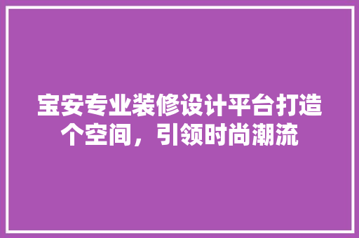 宝安专业装修设计平台打造个空间，引领时尚潮流