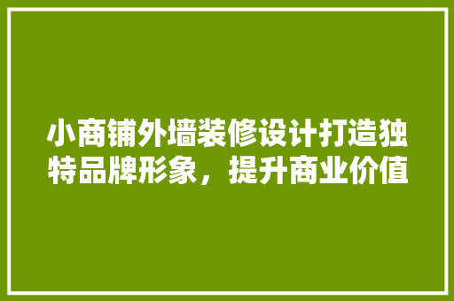 小商铺外墙装修设计打造独特品牌形象，提升商业价值