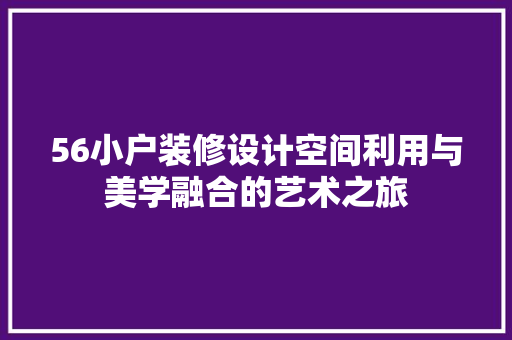 56小户装修设计空间利用与美学融合的艺术之旅