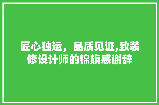 匠心独运，品质见证,致装修设计师的锦旗感谢辞