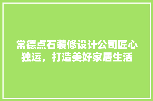 常德点石装修设计公司匠心独运，打造美好家居生活 住宅建筑设计