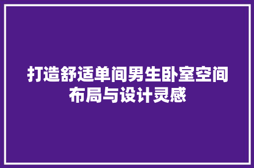 打造舒适单间男生卧室空间布局与设计灵感 材料设备